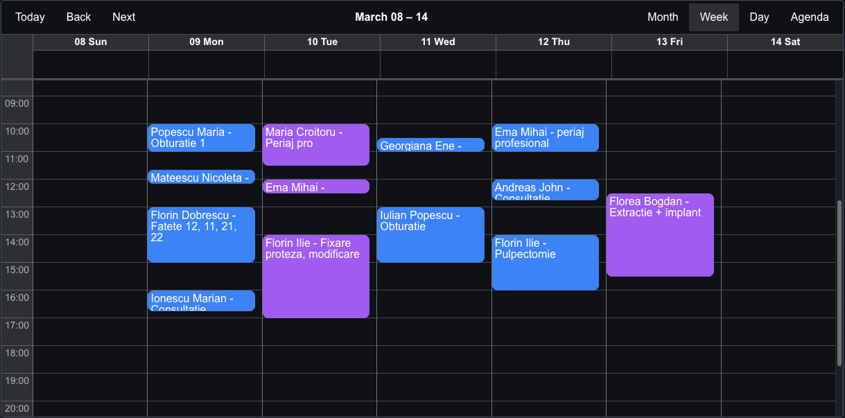 Calendar săptămânal/lunar