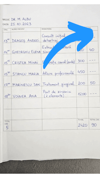 Listă programări — bilet sau agendă